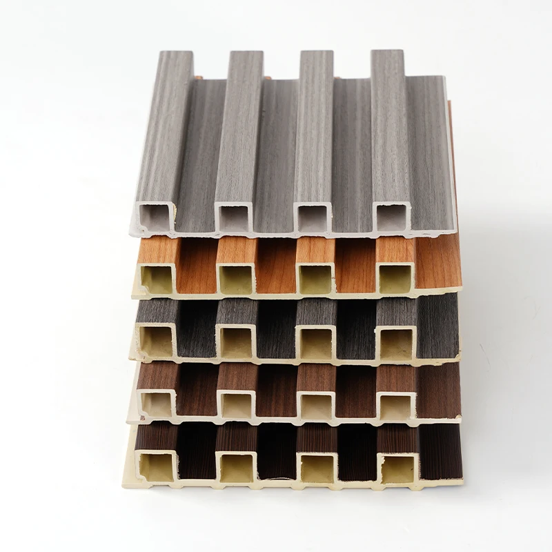 Factory Price Wood Grain Luxury Flat Solid Cladding Hollow Indoor Metal Wpc Wall Panel