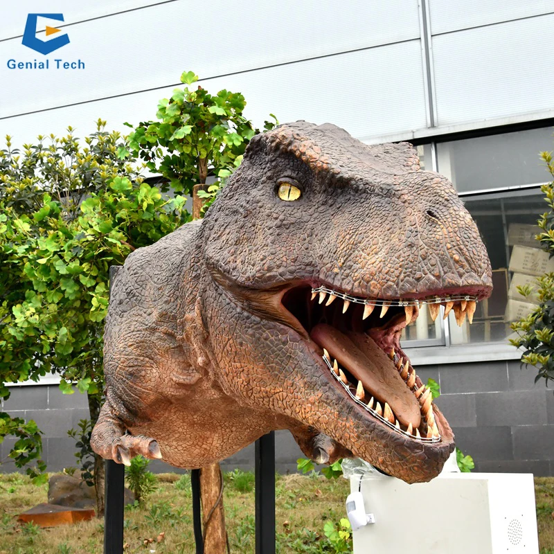 SGD10 Wall Mounted T-Rex Dinosaur Head Silicone Dinosau T-rex Animatronic Model For Shopping Mall Decoration