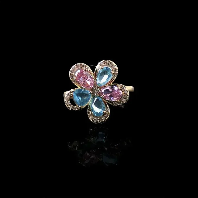 Trendy colorful lab grown Diamond encrusted active Butterflies flower shape Lovely high quality party rings for girls