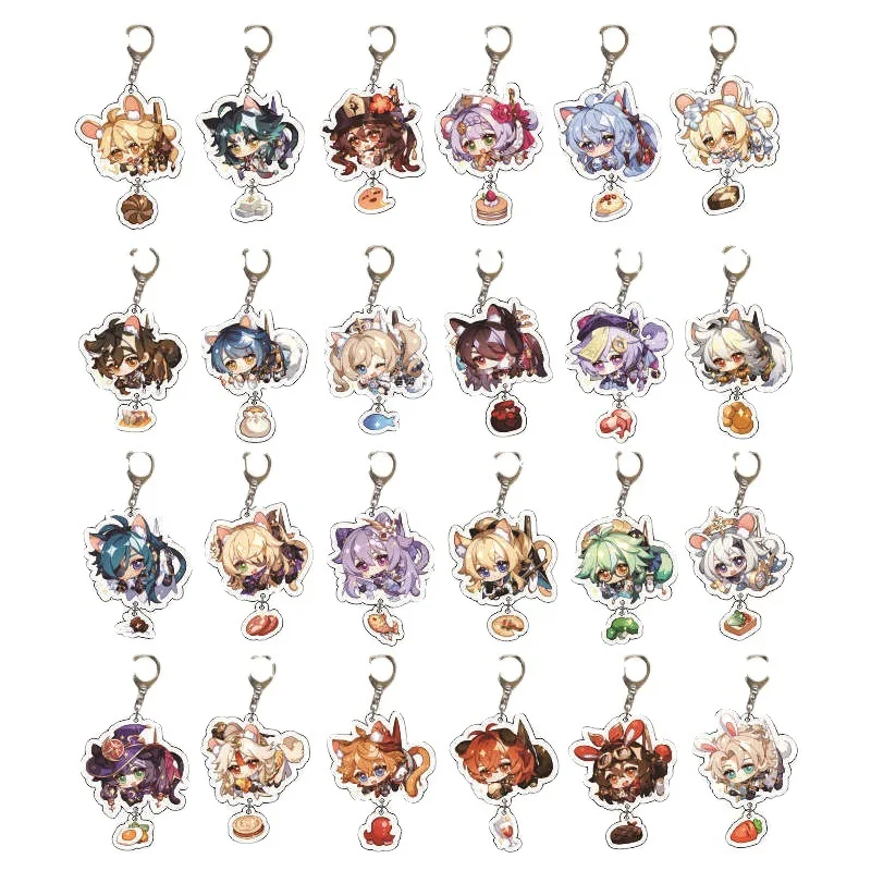 Anime Game Genshin Impact Keychain Amber Acrylic Pendant Key Holder For Promotion Gifts
