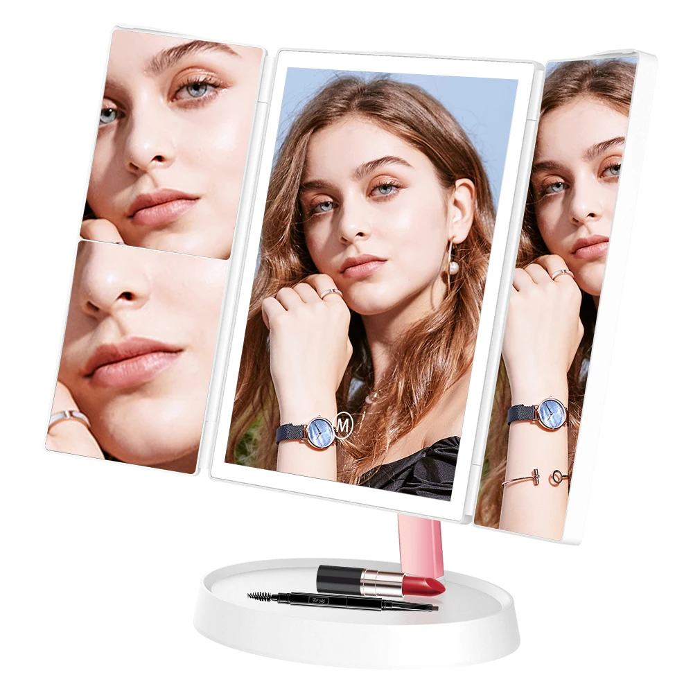 Ms-01 регулируемое настольное алюминиевое зеркало с подсветкой