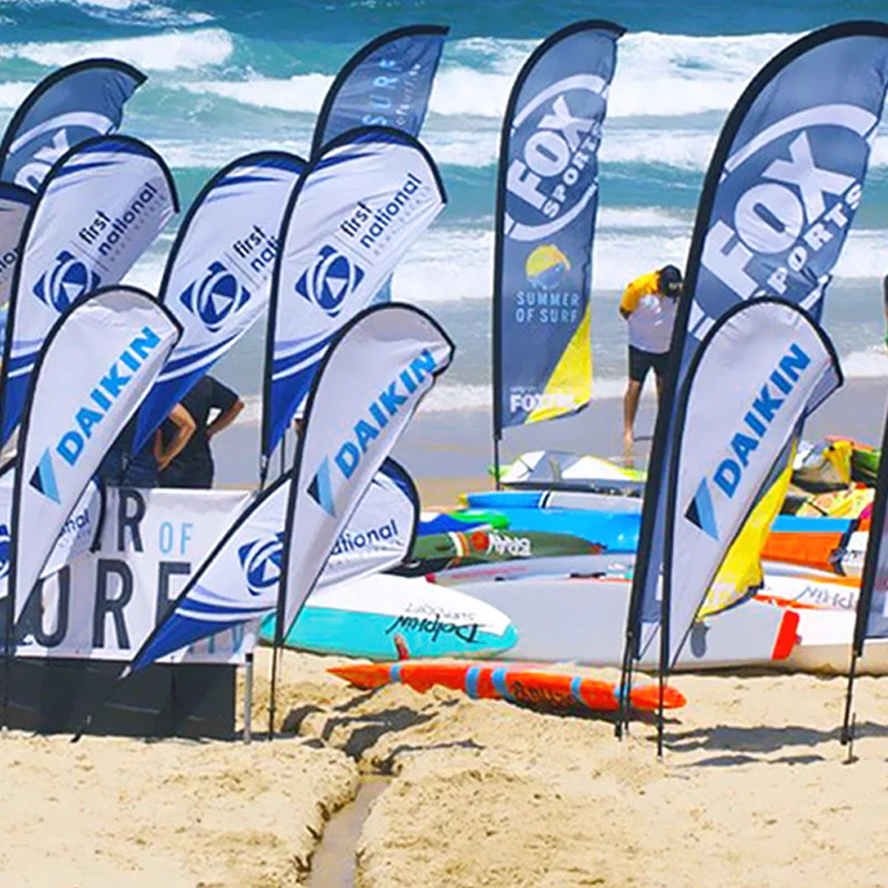 Custom promotional beach flag feather banner flag kit with ground spike teardrop flags for sale