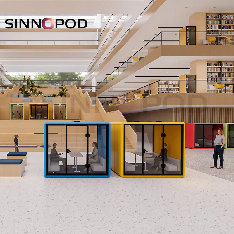 Customized 4/6 people Conference Room Acoustic Meeting Booth Office Soundproof Studio Pod Phone Booth
