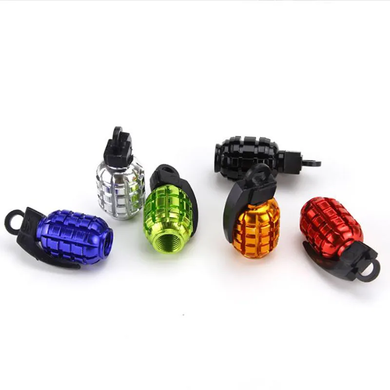 4pcs Hand grenade style personality tire valve cap General Motors bicycle motorcycle valve core cover