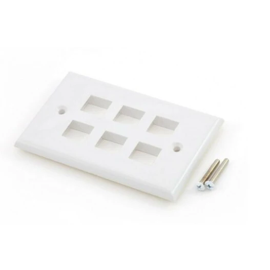 SETO 1-gang Keystone wall plate - 6 port white
