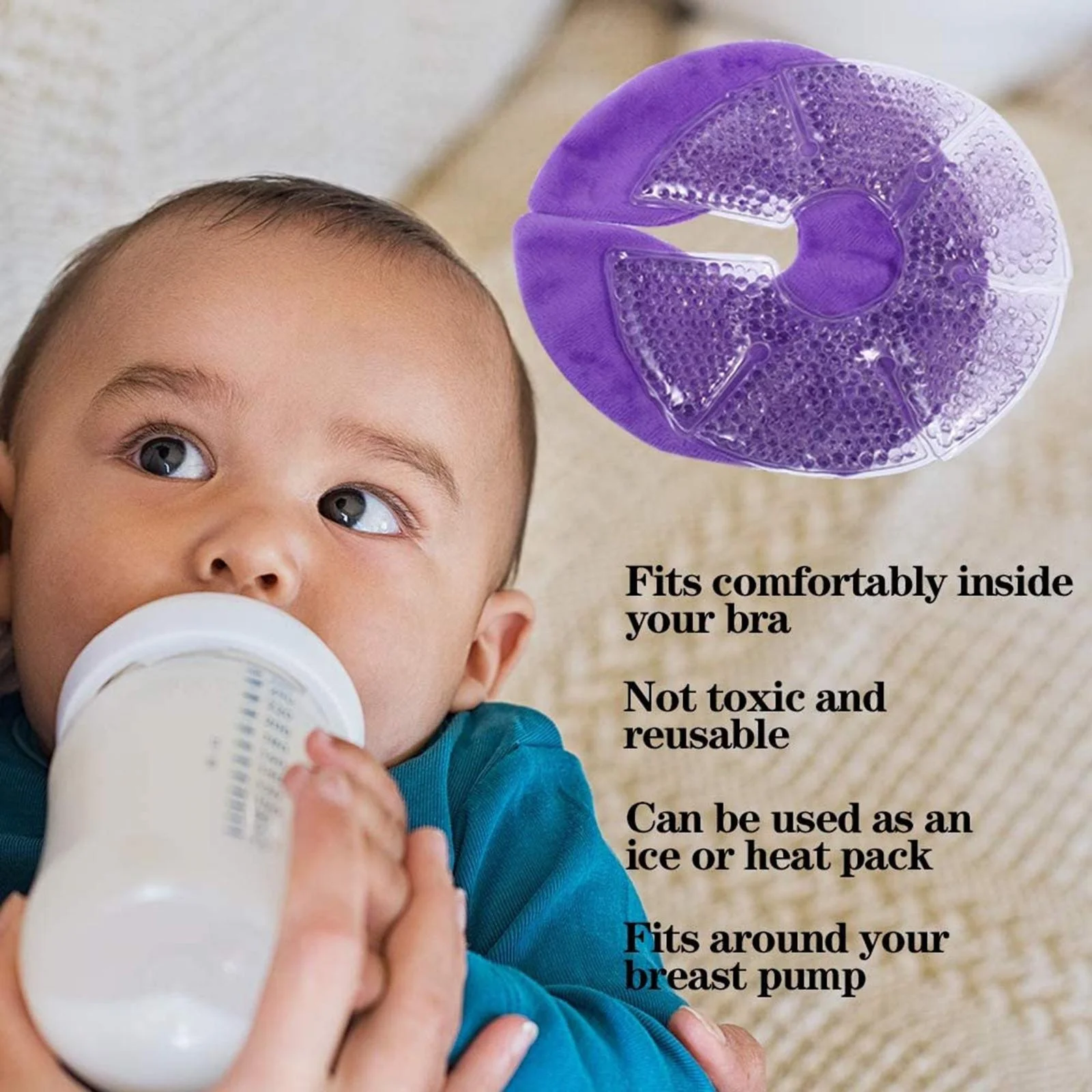 Cherry Luxury Microwavable Soft Plush Hot Cold Gel Beads Pack Breast Cooling Pad for Breastfeeding Relieve Nipple Pain