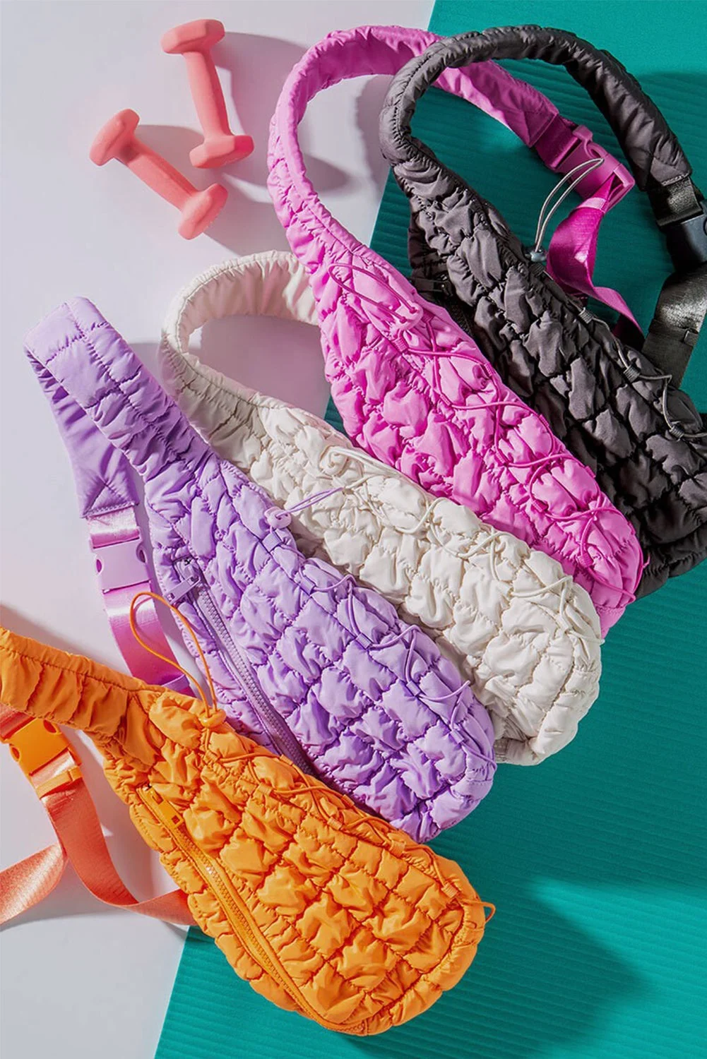 Wholesale Women Puffer Sling Bag Shoulder High Quality Custom Sports Bag Fashion Quilted Chest Bag for Women