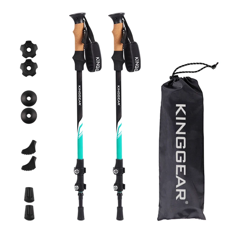 Kinggear пользовательские Палос-де-трекинг 3-х секционная телескопическая складывая авиационный алюминий 7075 Пешие прогулки Палки