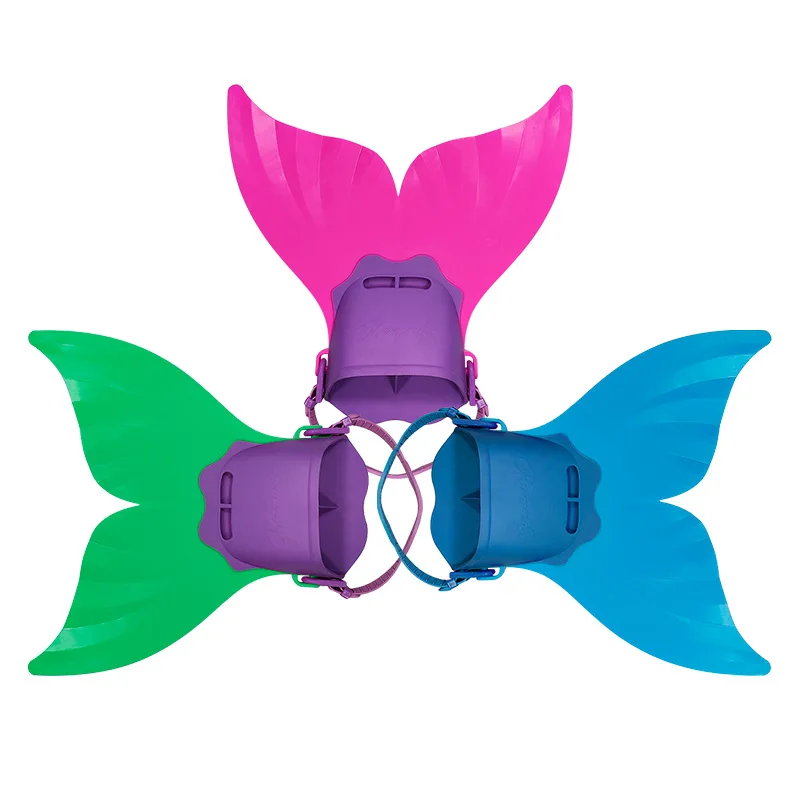 Boy girl children single piece swimming mermaid fins diving frog shoes one-piece whale tail fins