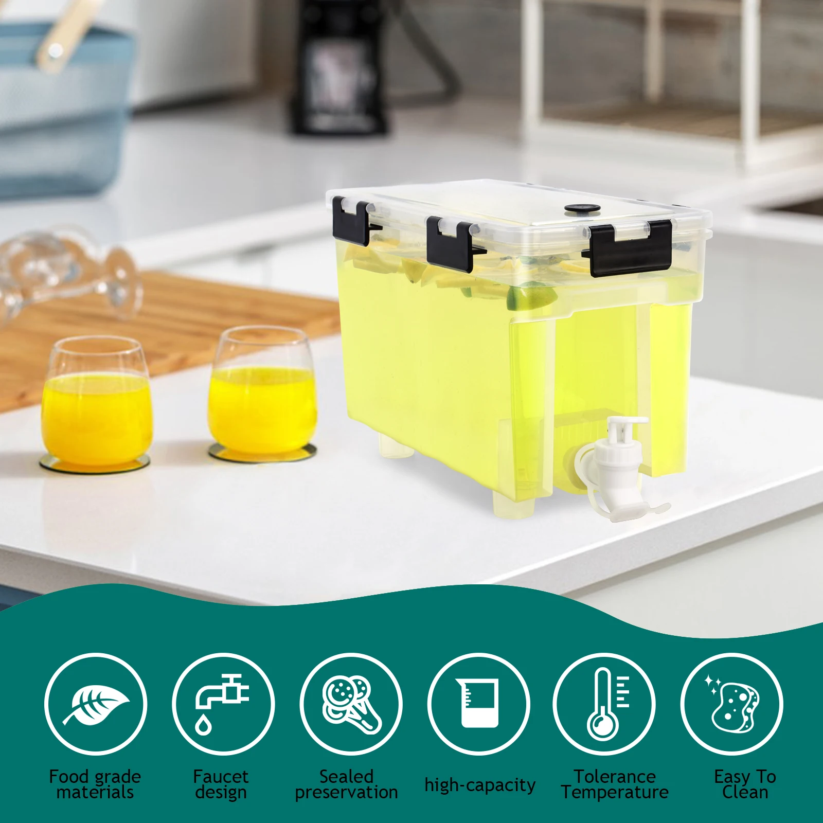 1.5 /1 Gallon Refrigerator Ice water Beverage Dispenser Cold Water Kettle with Faucet Large Capacity Plastic Beverage Pot