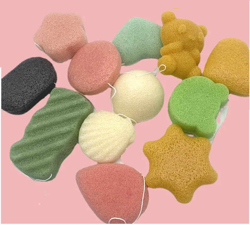 100% natural vegetable fiber Material and custom Color Konjac sponge
