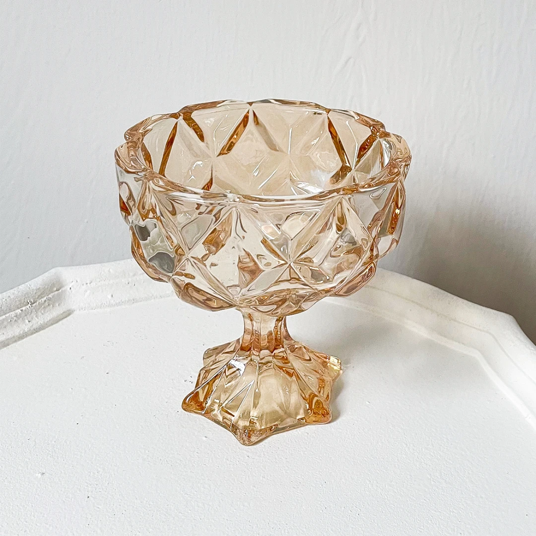 7.5oz Luxury Ice Cream Bowl Dessert Bowl Vintage Diamond Glass