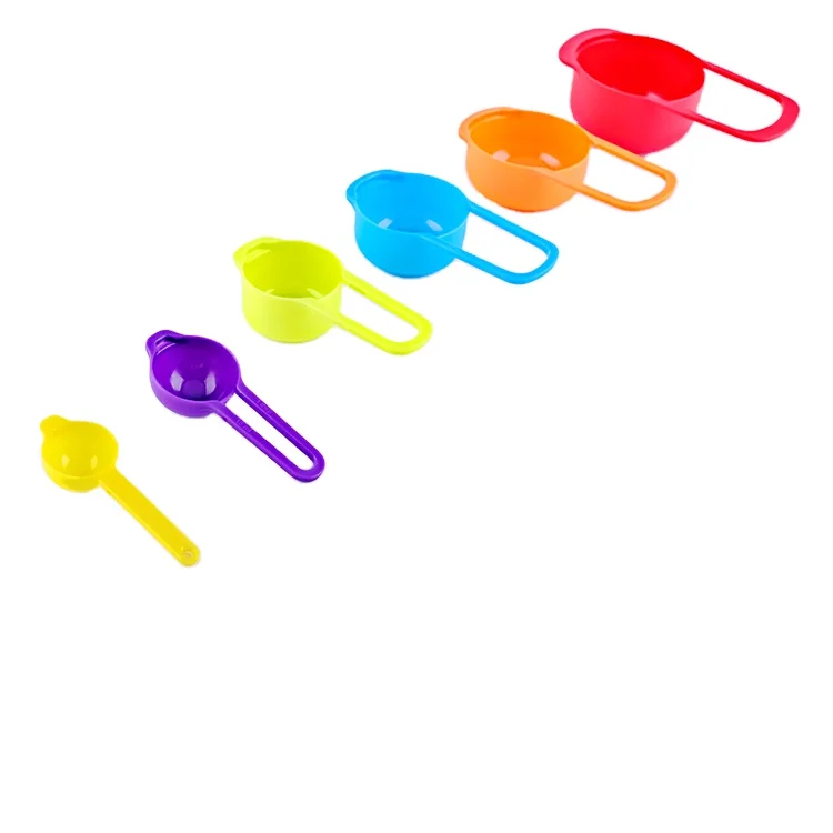 6PCS Plastic colorful Kitchen Measuring Tools Plastic Colorful Measuring Cups And Spoons Set