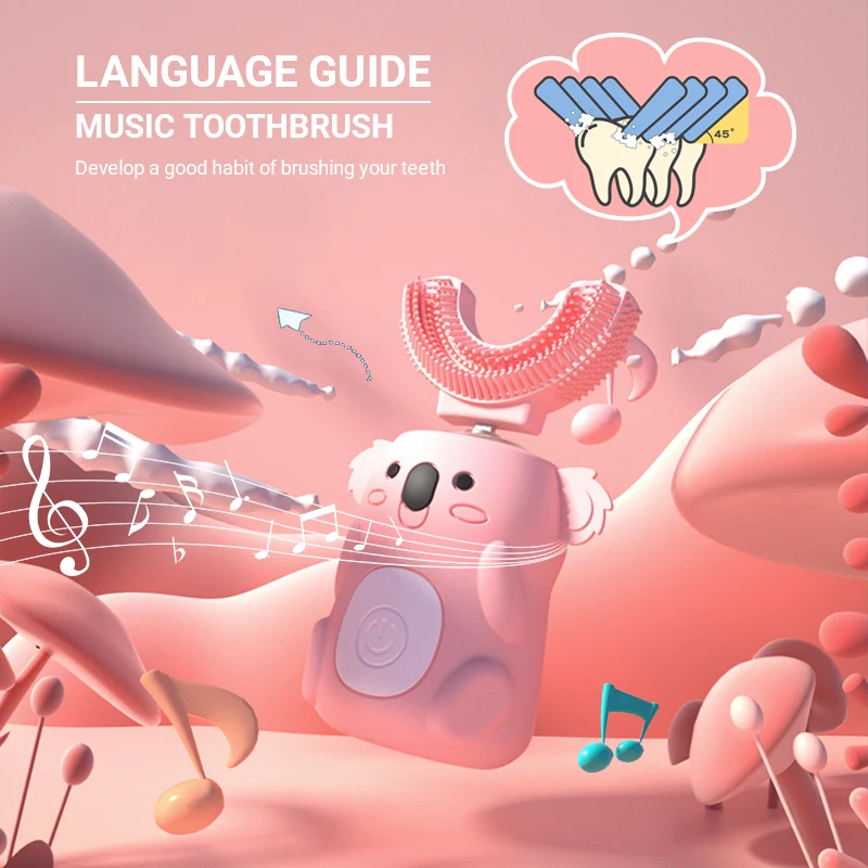 Music Electric Toothbrush For Baby U shaped Electric Sonic Automatic IPX7 Waterproof toothbrush for Kids