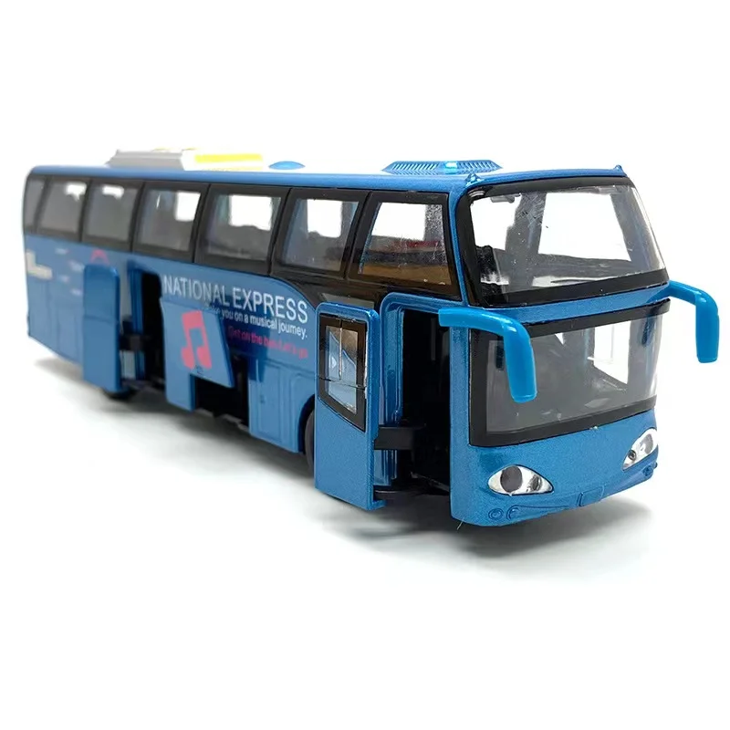 Doors open Pull Back OEM ODM high quality christmas gift children diecast metal model bus big kids toy bus
