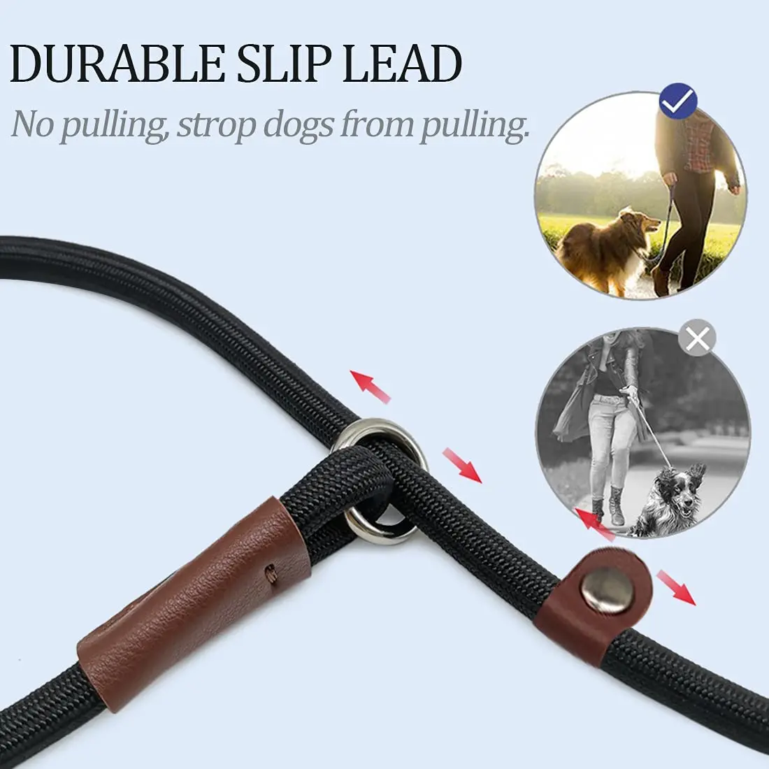 Dog Leash Slip Rope Waterproof Nylon Dog Leash No Pull Training Lead Leashes for Medium Large And Small Dogs