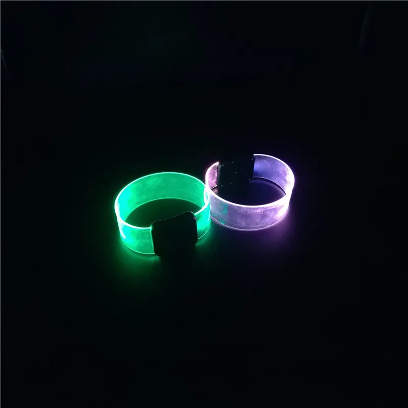 BOSI Manufacturer Novelty Transparent TPU Custom Laser Logo Neon Glow Flashing Light Up Led Magnetic Bracelet Wristband