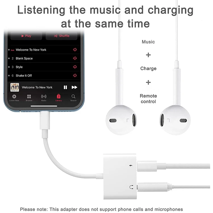 Export hot products HANPU 2 in 1 3.5 mm headphone jack adapter for lightning to 3.5mm headphone jack audio charge adapter