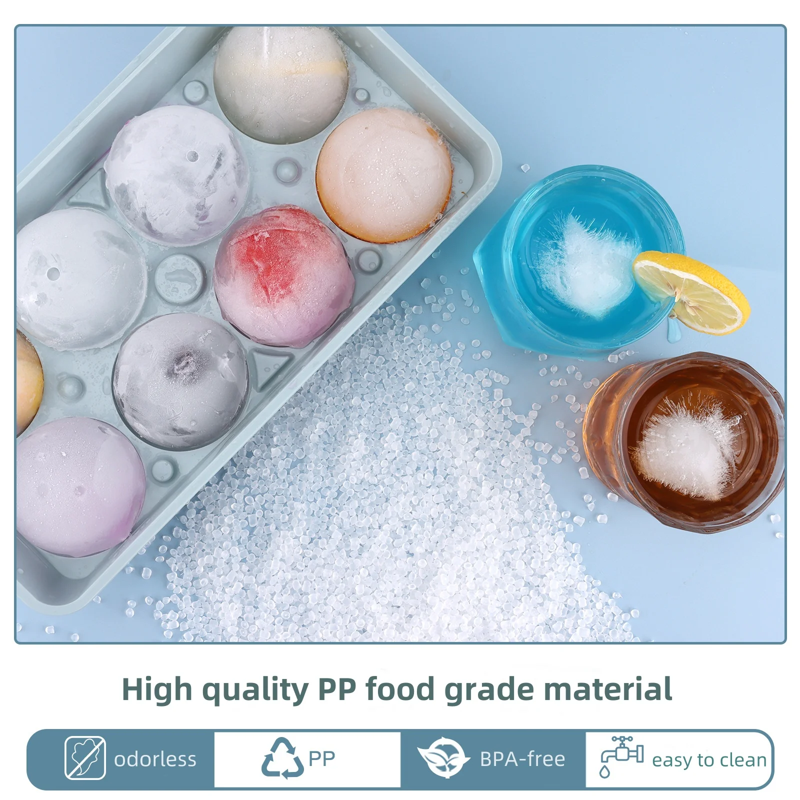 Best-selling Food Safety Grade 3D Round Balls Ice Molds with Lid Easy Release Ice Tray