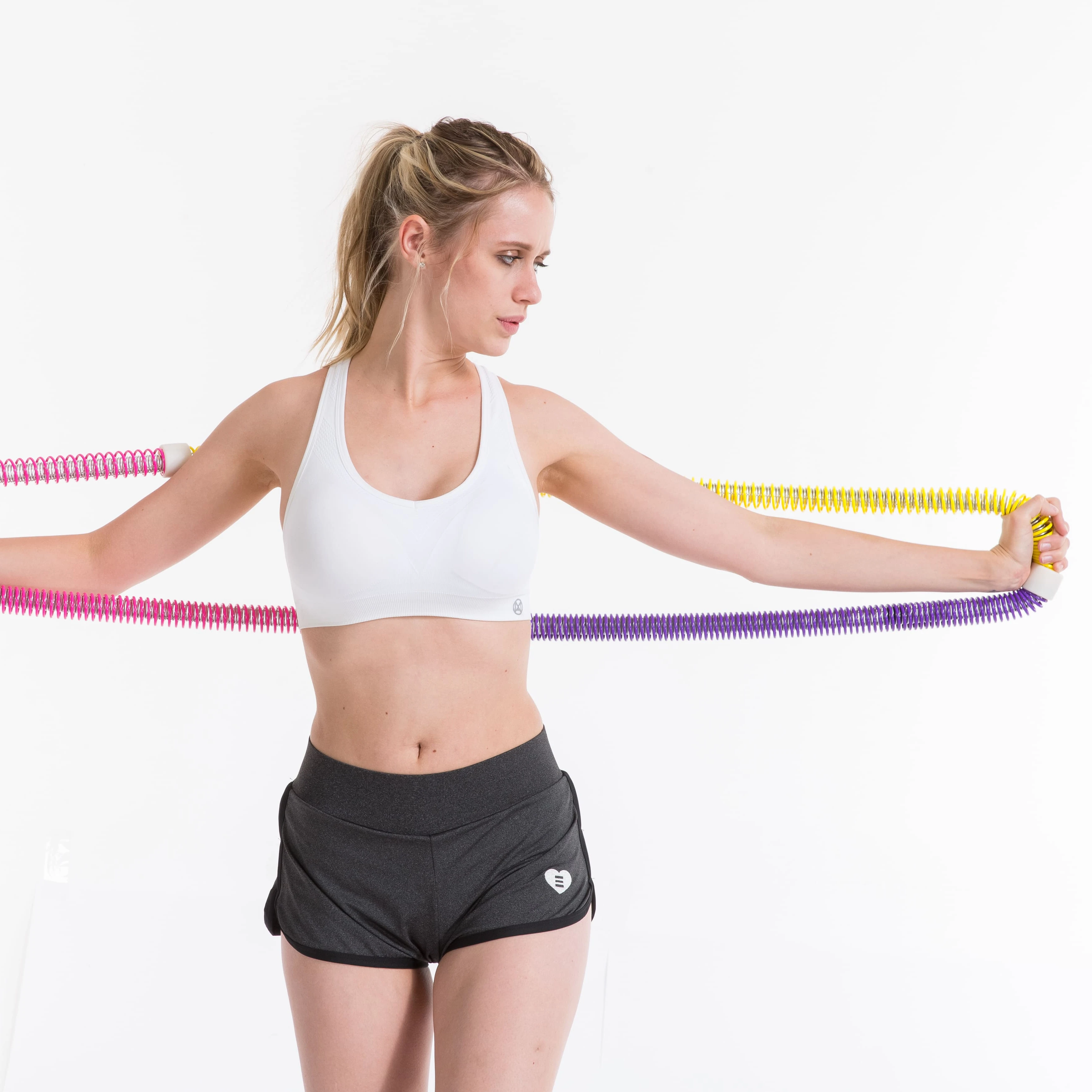 
Hot Sale Adjustable Fat Burning 5lb Rainbow Weighted Rubber-coated Spring Hula Hoops 1 5 