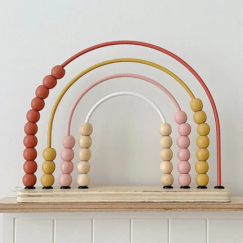 Beads Educational Wooden rainbow abacus Maths Toys Montessori Learning Calculate Beads Early Teaching Maths Toy