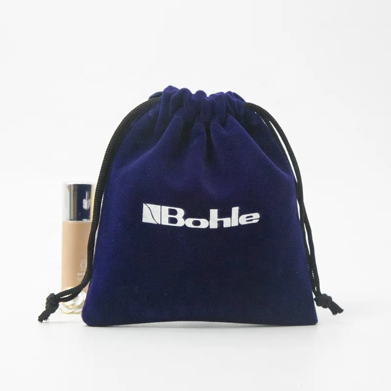 Custom Logo Printed Plush Velvet Jewelry Gift Cosmetic Packaging  Soft Drawstring Velvet Dust Bag