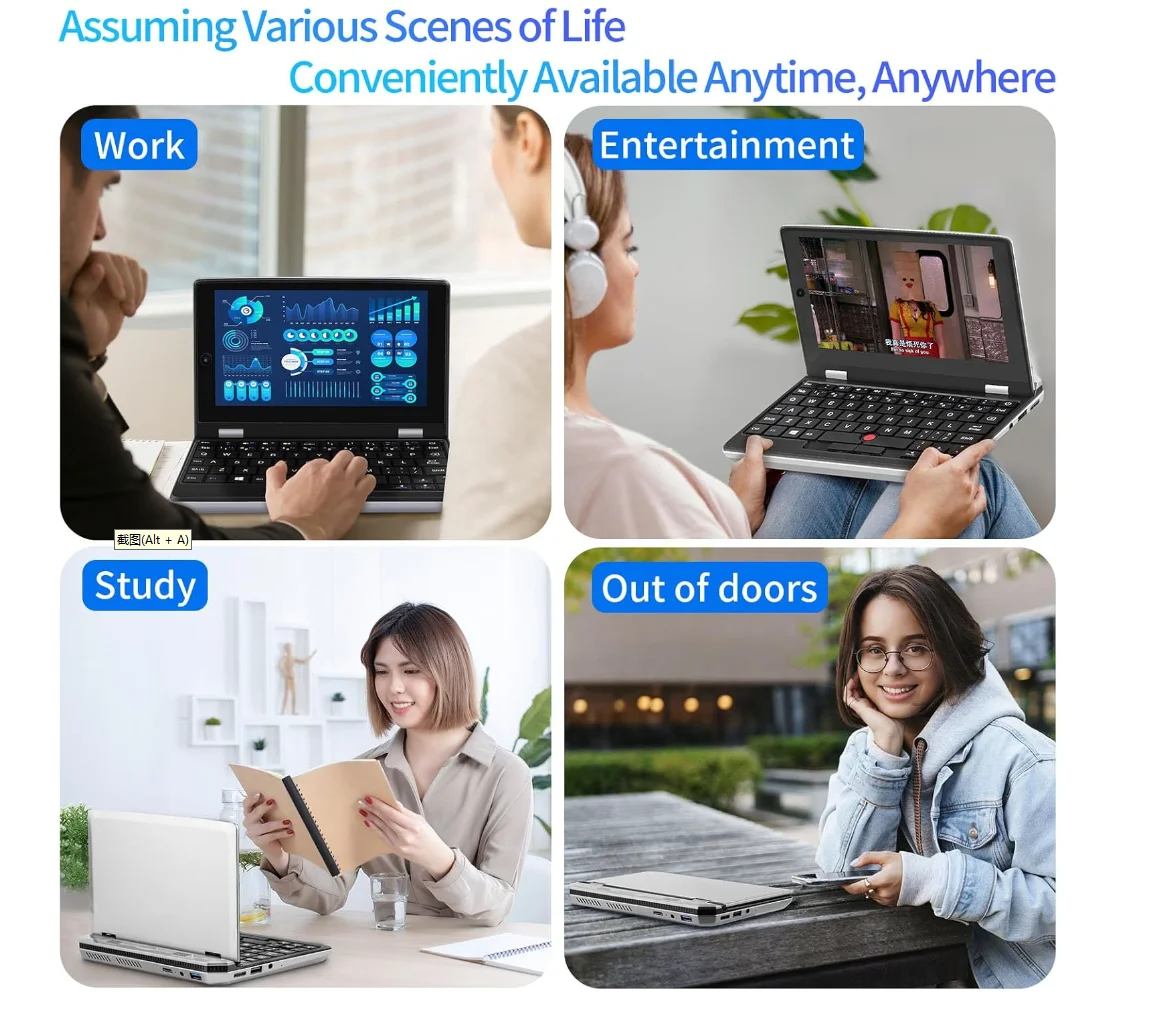 Factory 7inch Mini Laptop HD Touch screen Portable laptop mini Intel CPU Win11pro Laptop for Game Business Student computer pen