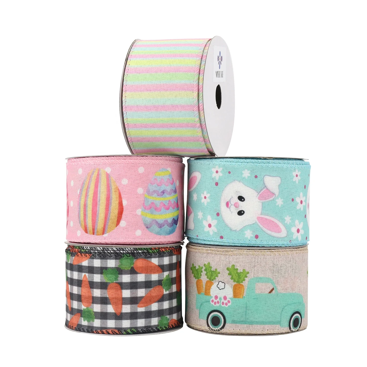 
Huihuang Factory Wholesale Custom Easter Day Pattern Printed Holiday Wired Ribbon 