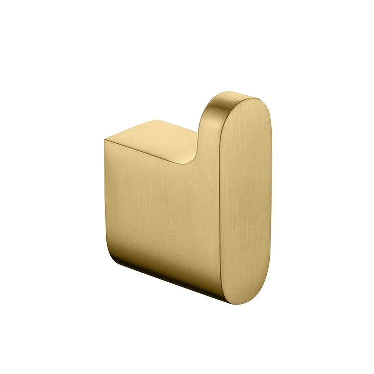 China Factory Zinc Wall Mounted Clothes Hook Brushed Gold Robe Hook for Bathroom