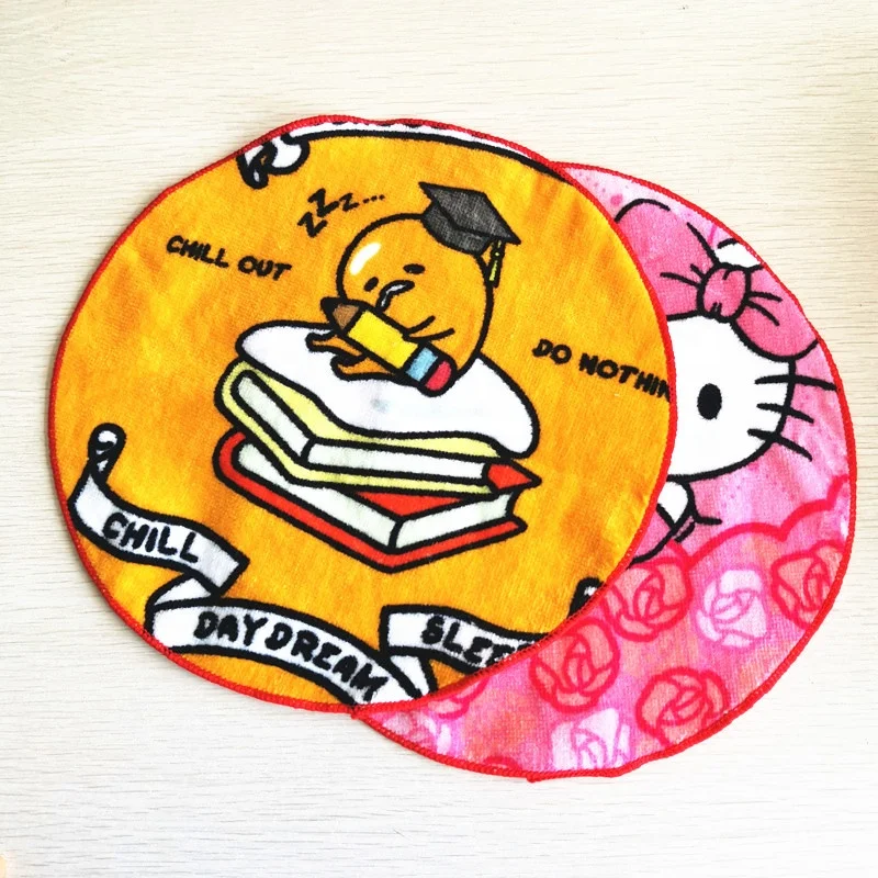 100% Cotton Reactive Digital Printing Small Lovely Round Face Hand Towel Handkerchief Towel For Kids