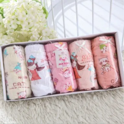 Baby 5 Pack Panties Soft Comfort Knickers Korean Cotton Kids Underwear Little Girls Assorted Briefs 2-14 Yrs