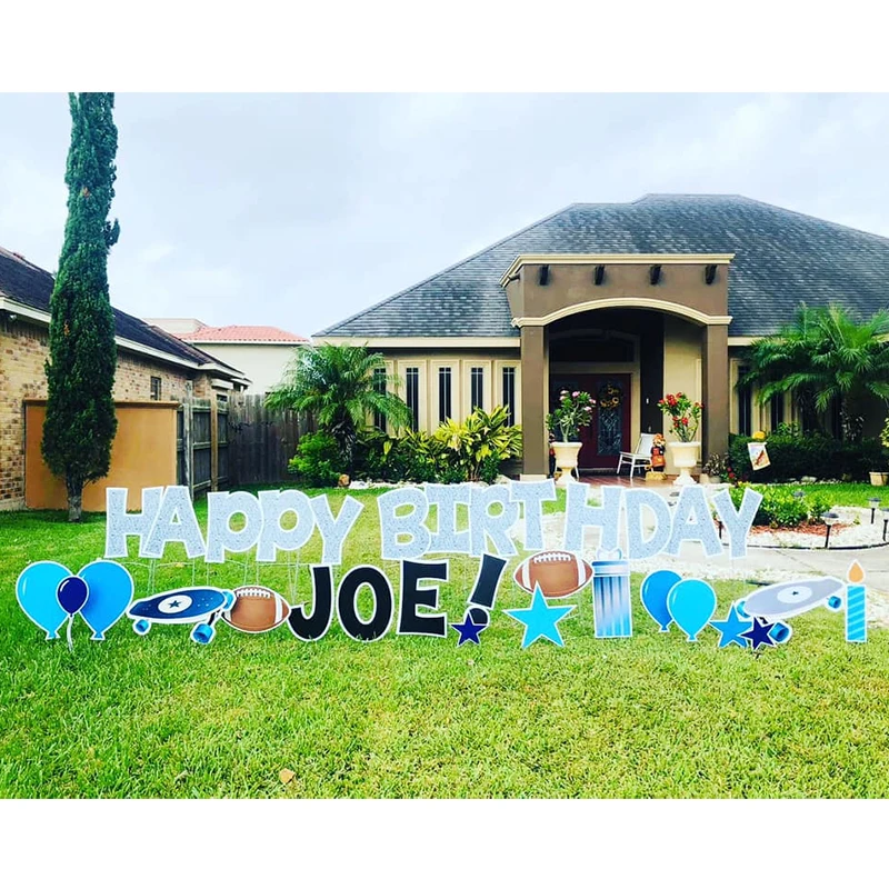 Decoration Lawn Sign Happy Birthday or Party Letter Yard Signs Corrugated Plastic With Stake