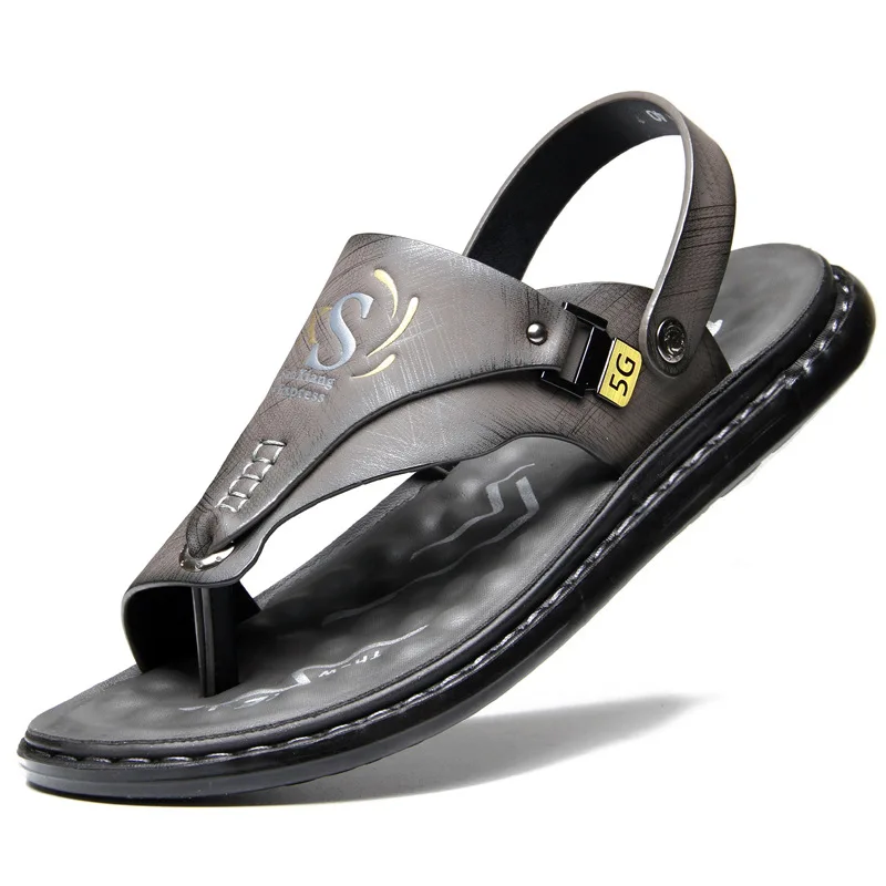 Latex soft sole flip flops beach sandals dual-purpose Casual wear non-slip shoes men new style 2024