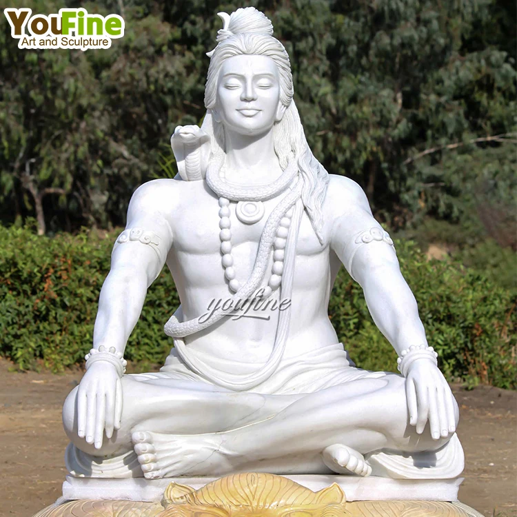 Custom Large Size Outdoor Religious Natural Stone White Marble Lord Shiva Statue Sculpture