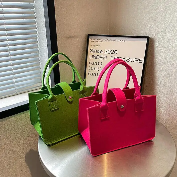 Factory Wholesale High Quality Custom Felt Bags Eco Friendly Large Capacity Fashion Colorful Felt Tote Bag for Shopping