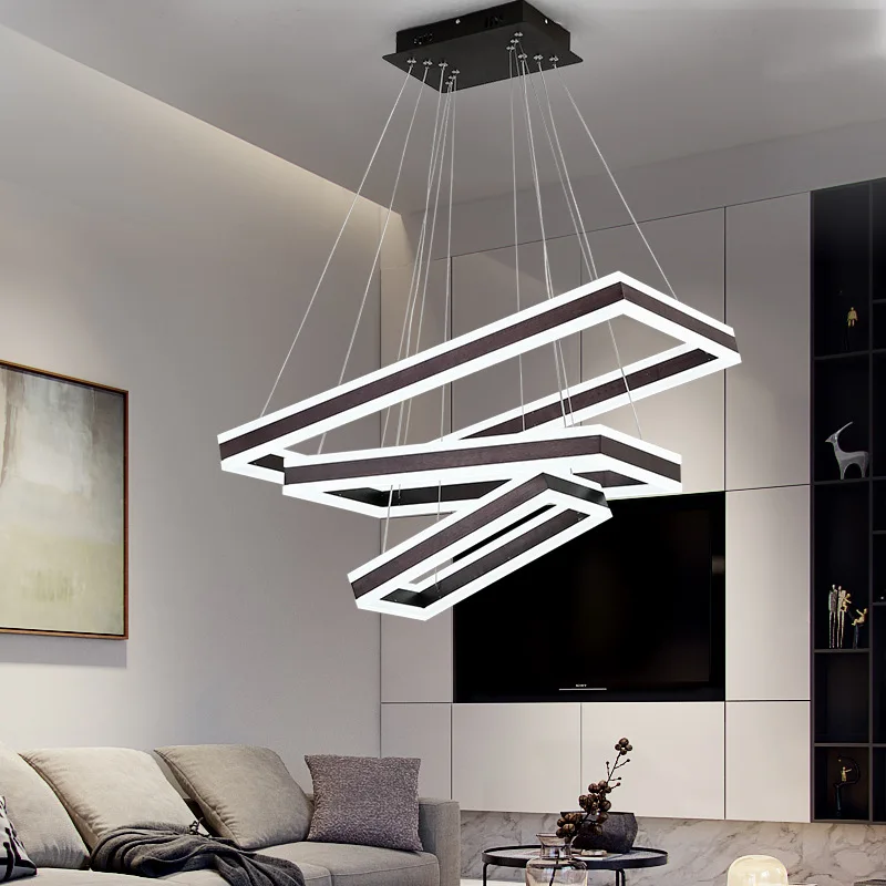 modern simple design hanging home decorative restaurant bedroom living room ceiling nordic led rectangle chandeliers