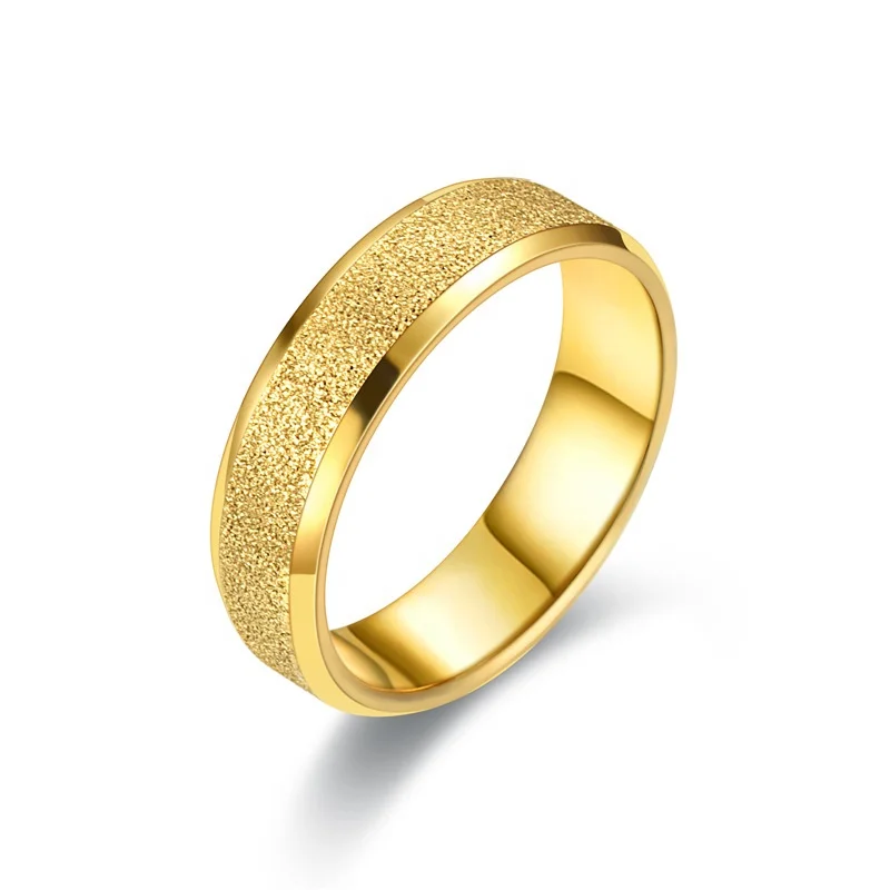 Hot sale stainless steel frosted ring pearl sand couple popular jewelry