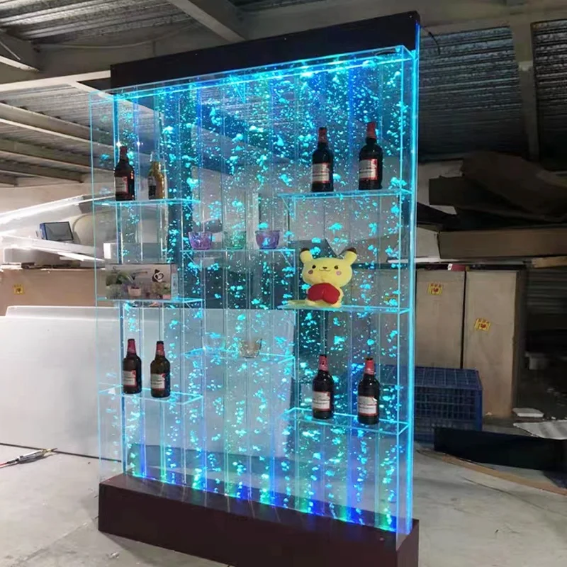 Factory Custom made large aquarium bubble wall with acrylic wine rack water bubble panel partition