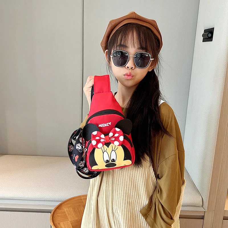 Custom Fashion Hot Cartoon Cute Mickey Minnie Crossbody Bag Canvas Travel Shopping Bag Chest Pack Promotional Gift For Boy Girls