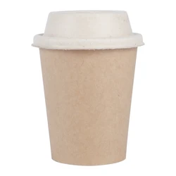 Compostable good quality bagasse sugarcane cup lid 90mm for 12oz 16oz 20oz coffee cup with lid