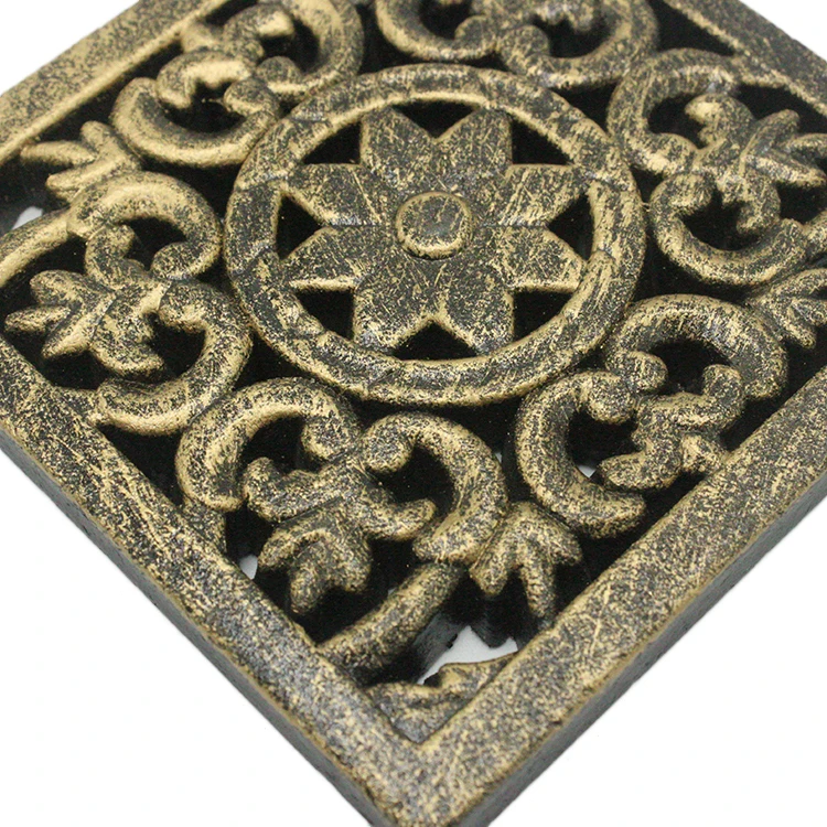 Bandeja De Madera Factory Customized Antique Carved MDF Wooden Square Coaster Wholesale Coffee Tray