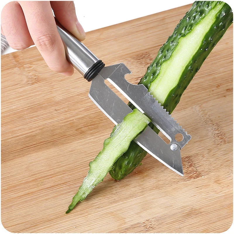 Kitchen Multi-function Stainless Steel Peeler Fruit And Vegetable Peeler Cutting Knife Bottle Opener Multi-purpose Plane Knife