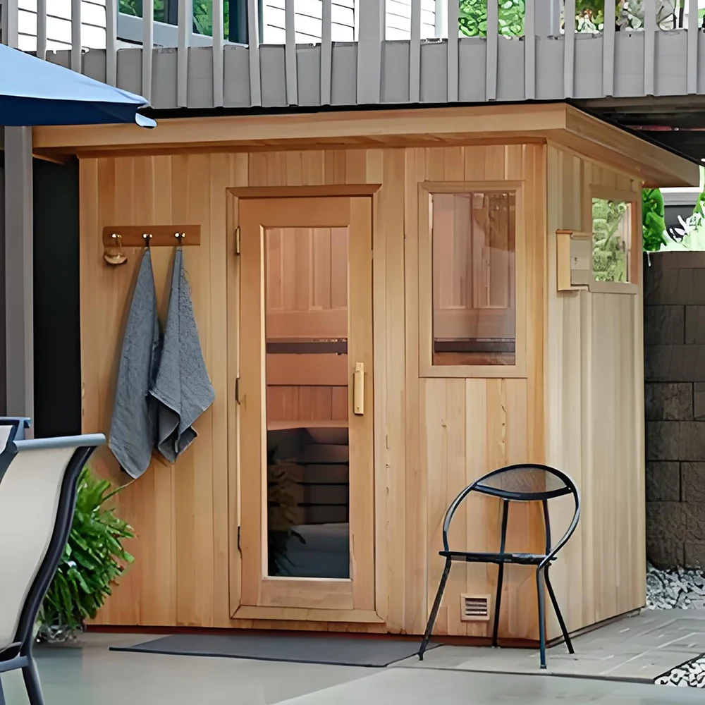 4 People 6 People Wholesaler Price Outdoor Square Smart Sauna Room Hemlock Customized With Light Speaker