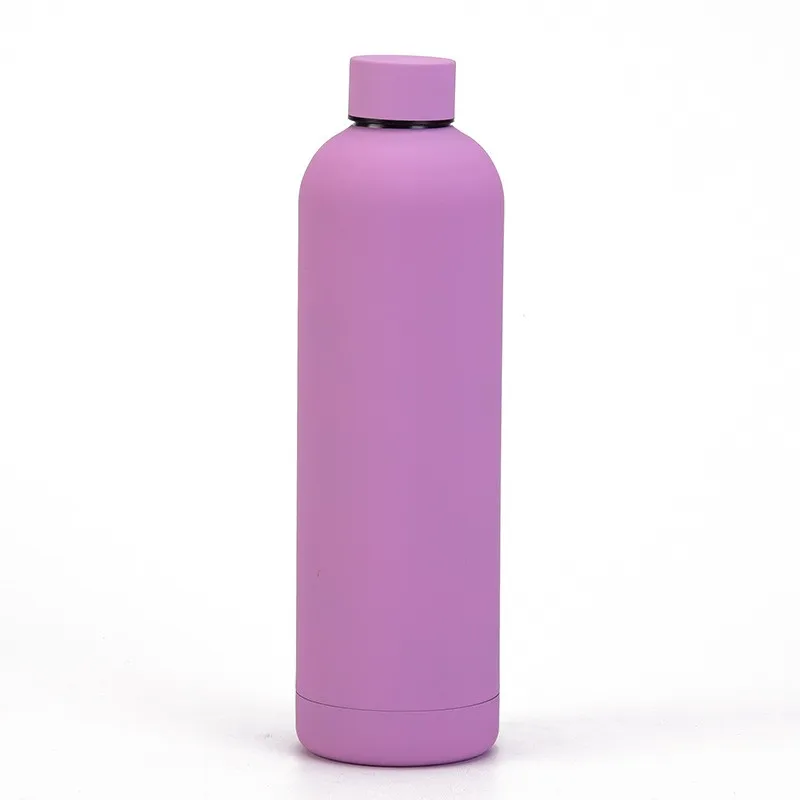 Custom Logo 500 ml  Double Wall Vacuum Insulated Rubber Paint Bottles  Small Mouth Stainless Steel Water Bottle