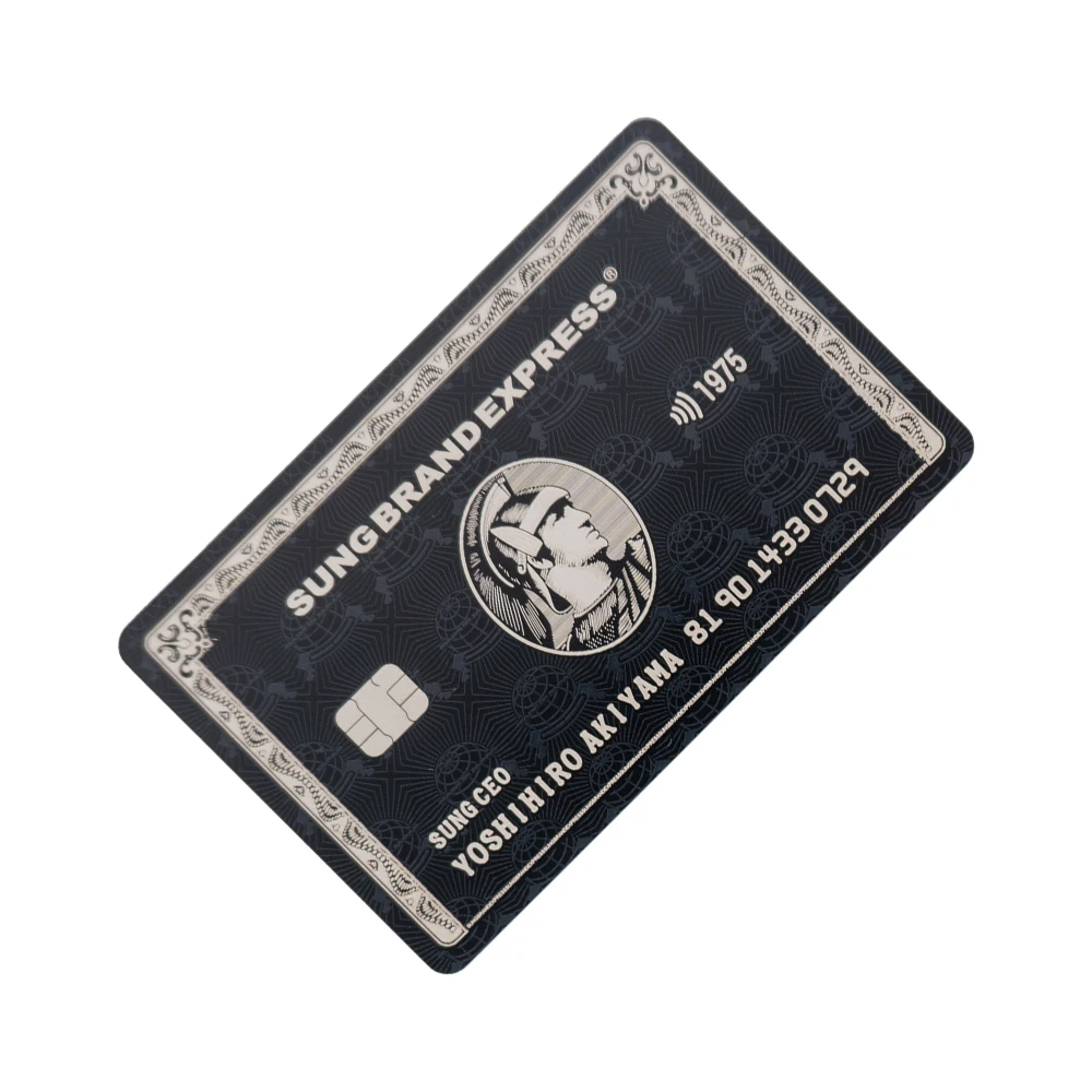 Laser Engraved Blank Stainless Steel  Metal Credit Cards with  4442 and 4428 Chip Metal Card