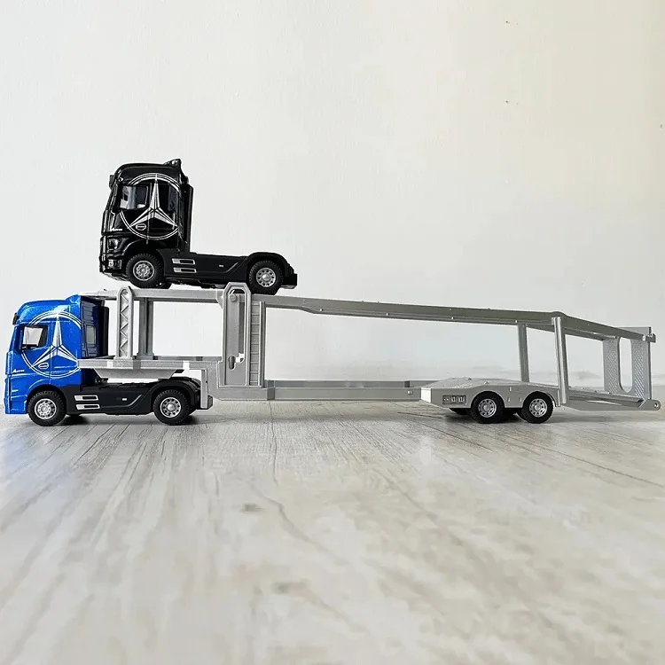 1:50 Alloy Die Casting Truck Head Toy Container Truck Pull Back Light Engineering Transporter