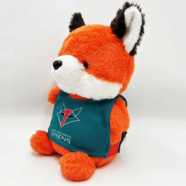 Customized logo Vest Red Fox plush doll stuffed animals toy fox for kids toys