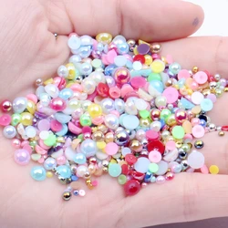 Hot Sale 5-12mm Mix Size 5000pcs Glue On Resin Half Round Flatback Beads For Clothes Dresses Shoes DIY Jewelry Accessories