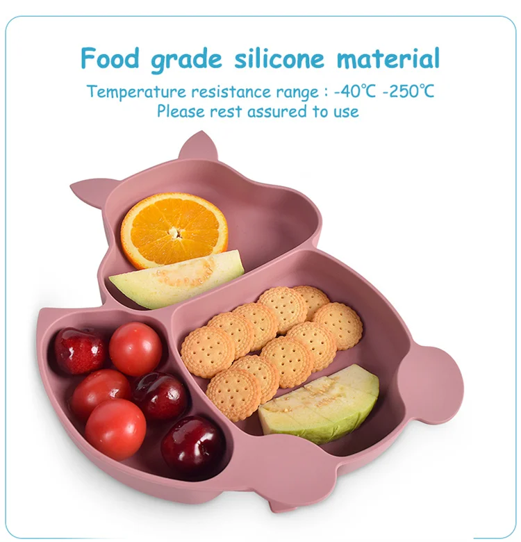 Baby Feeding Suction Squiral Feeding Set Suction Divided Plate Waterproof Cute Silicone Baby Bibs Cup Bowl Baby Tableware