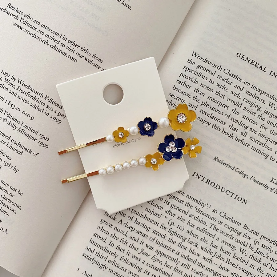 HC004B Amazon Горячая продажа 2 шт./компл. ярких цветов Блеск металлические шпильки из акрила с украшением в виде и зажим для волос комплекты одежды
